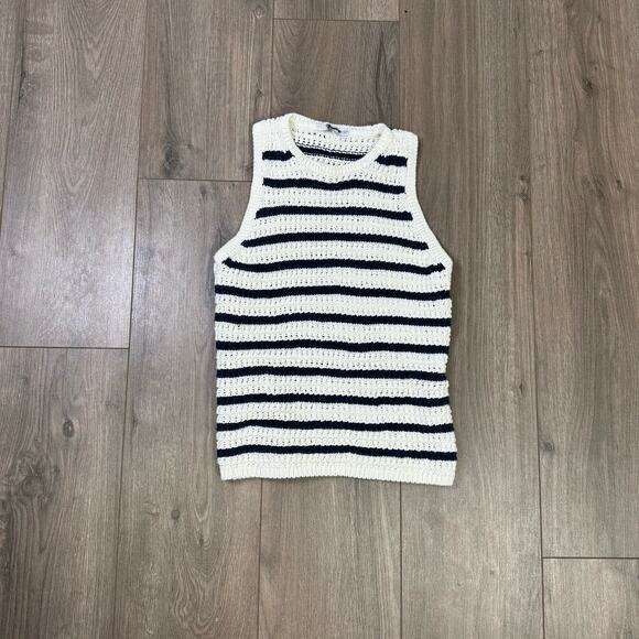 Madewell Crochet Knit Crew Neck 100% Cotton Sweater Tunic Top US Women's M New - Picture 2 of 6